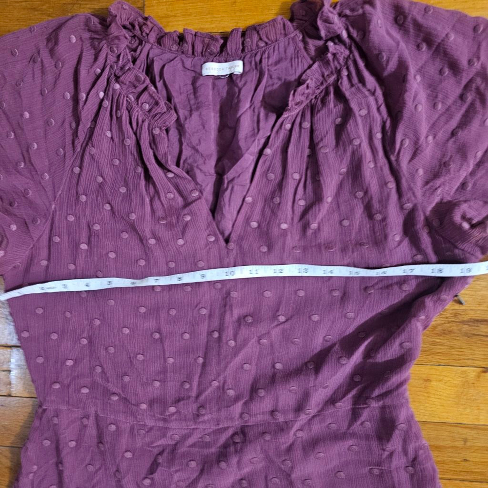 Rebecca Taylor Plum Polka Dot Dress Size 12 - Picture 4 of 8